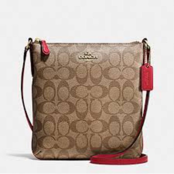 Coach North South Brown and Pink Crossbody Bag - Picture 1 of 10